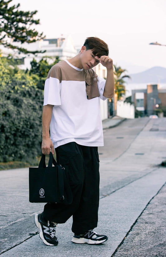 Ordinary8 Tortilla Brown White Patchwork T-Shirt